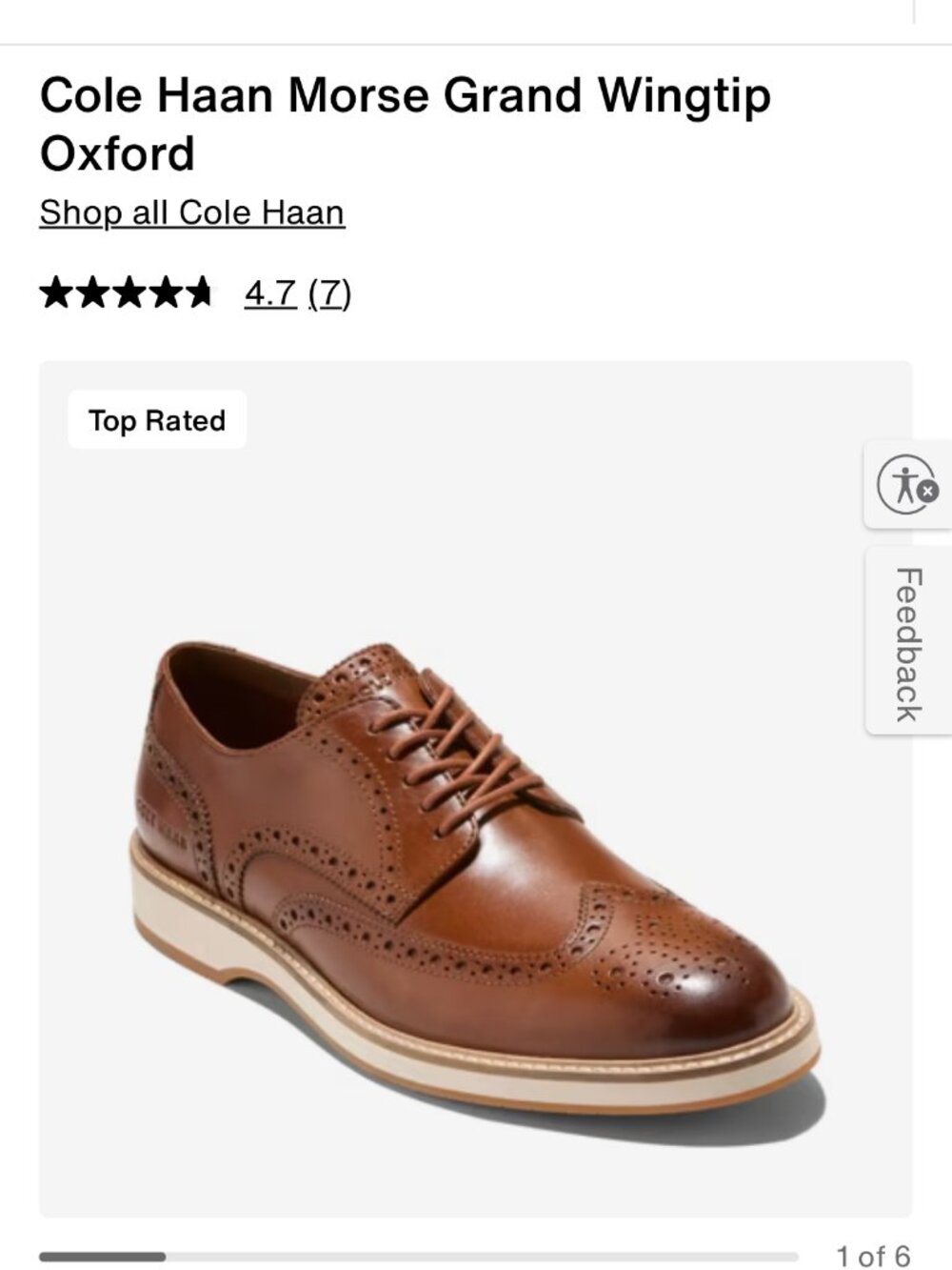 new COLE HAAN morse grand wingtip mens shoes 9 oxford in british tan